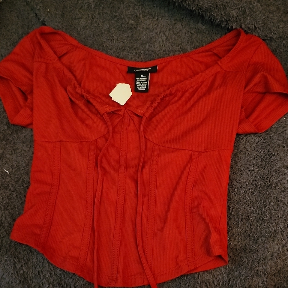 SHEIN Red Sweetheart Neck Blouse